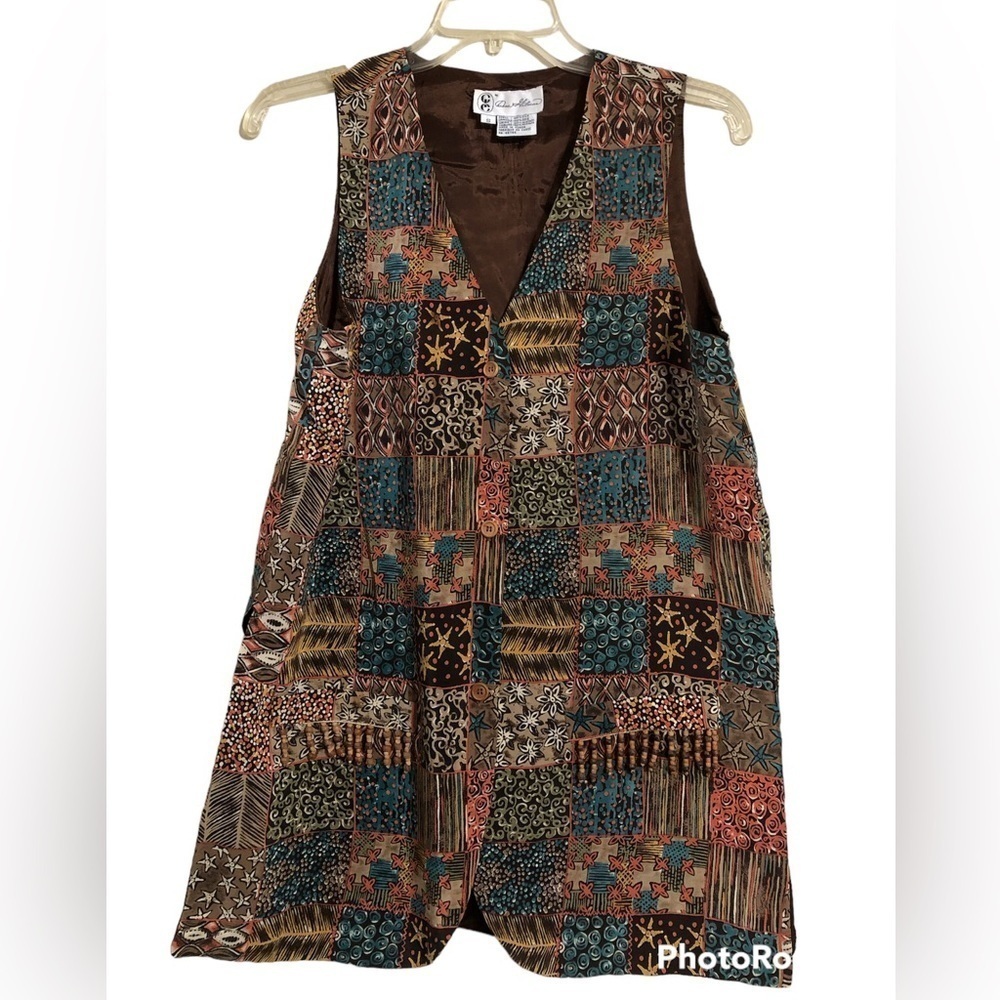 Silk Patchwork Pattern Vest Size S - image 1